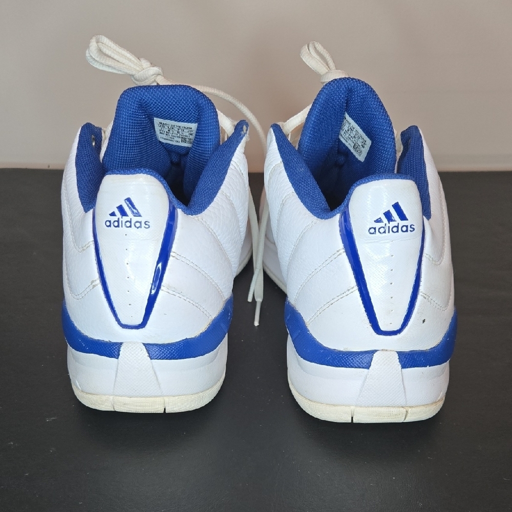 Adidas Men's White and Blue Sneakers - Picture 3 of 10